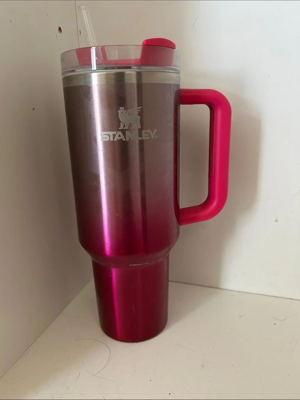 Stanley 40oz Metallic Camellia Pink Gradient Travel Tumbler with Handle